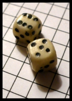 Dice : Dice - 6D Pipped - Ivory Colored With Black Pips Tiny pair